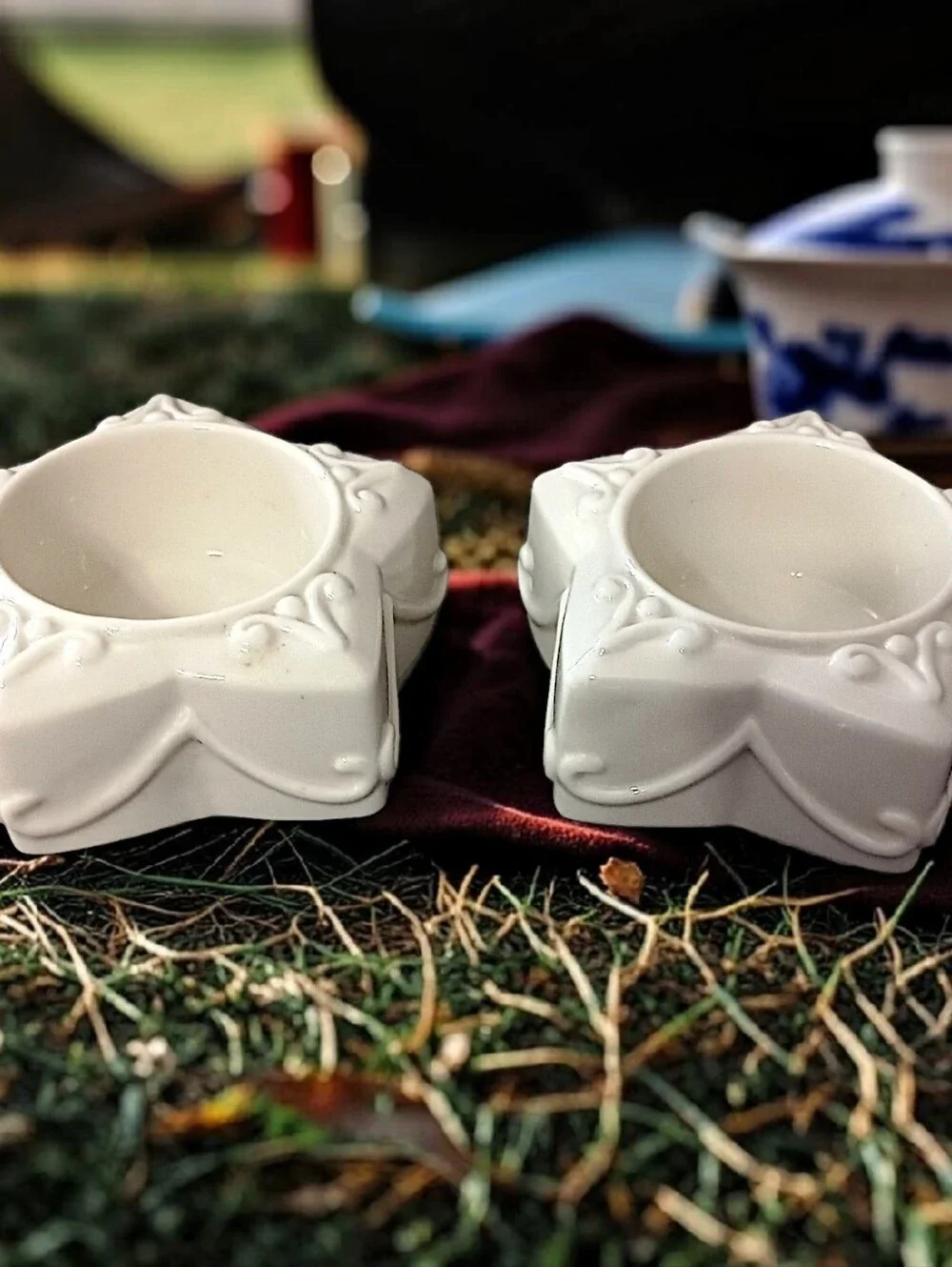 2‎ Lenox Yuletide Glowlite Candle Holders Votive Tea Light Porcelain Star Shaped